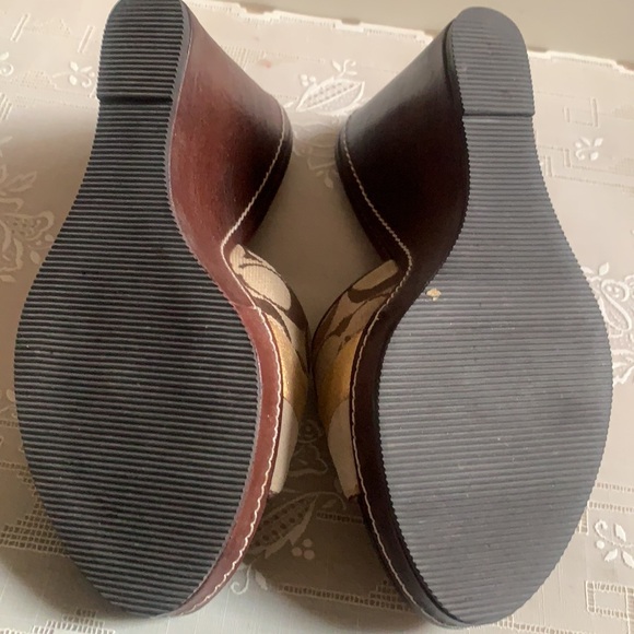 Y2K COACH SIGNATURE CHELSEA PLATFORM PATCHWORK LEATHER SZ 6M BROWN WEDGES HEELS - Picture 8 of 15